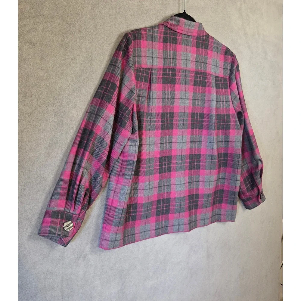 Pendleton Plaid Wool Jacket Blazer Women's Medium Petite Academia Preppy Office